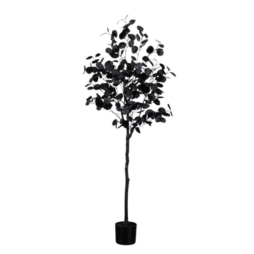 5-Foot Artificial Halloween Black Eucalyptus Tree