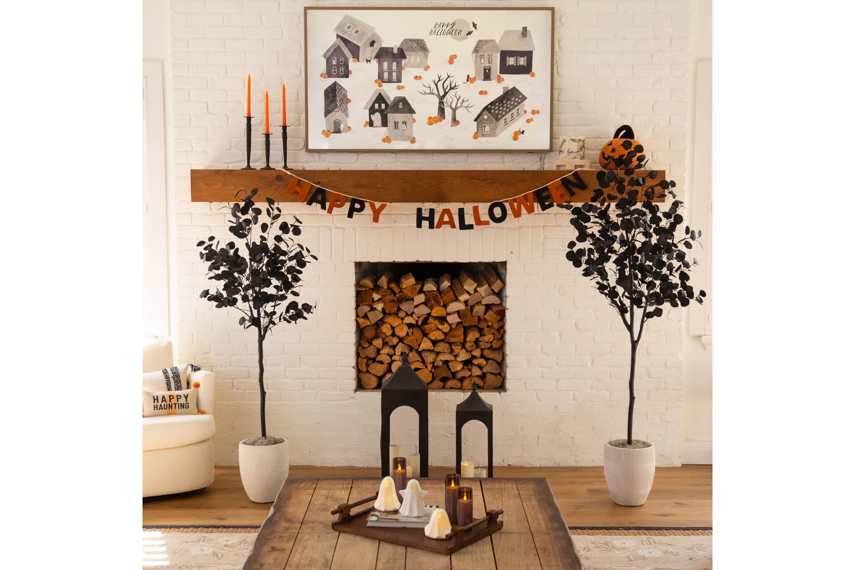 5-Foot Artificial Halloween Black Eucalyptus Tree