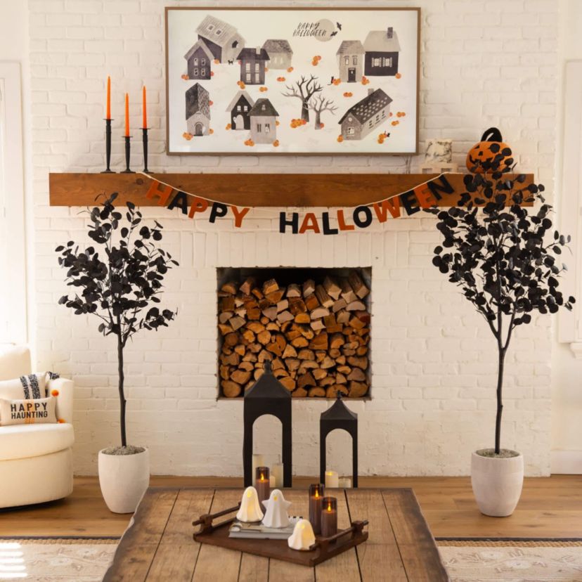 5-Foot Artificial Halloween Black Eucalyptus Tree