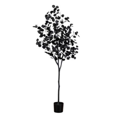 Nearly Natural 6-Foot Artificial Halloween Black Eucalyptus Tree