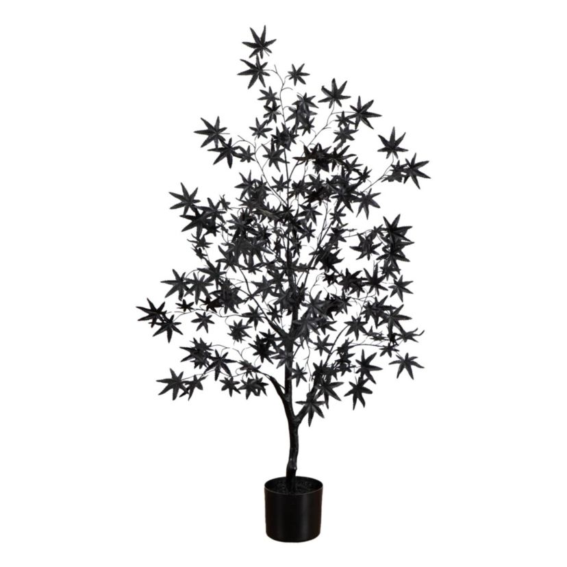 4-Foot Artificial Halloween Eerie Black Maple Tree