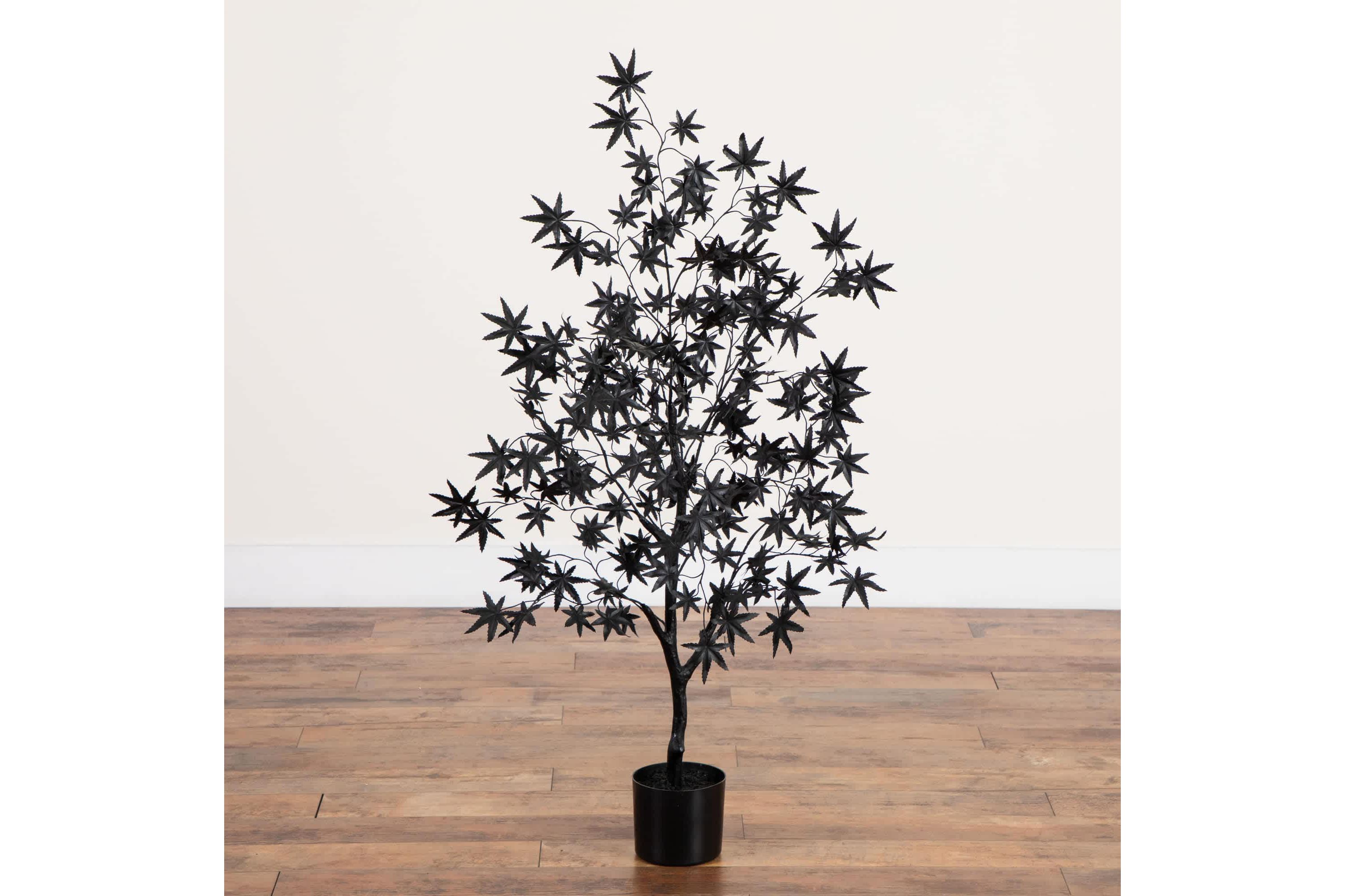 4-Foot Artificial Halloween Eerie Black Maple Tree