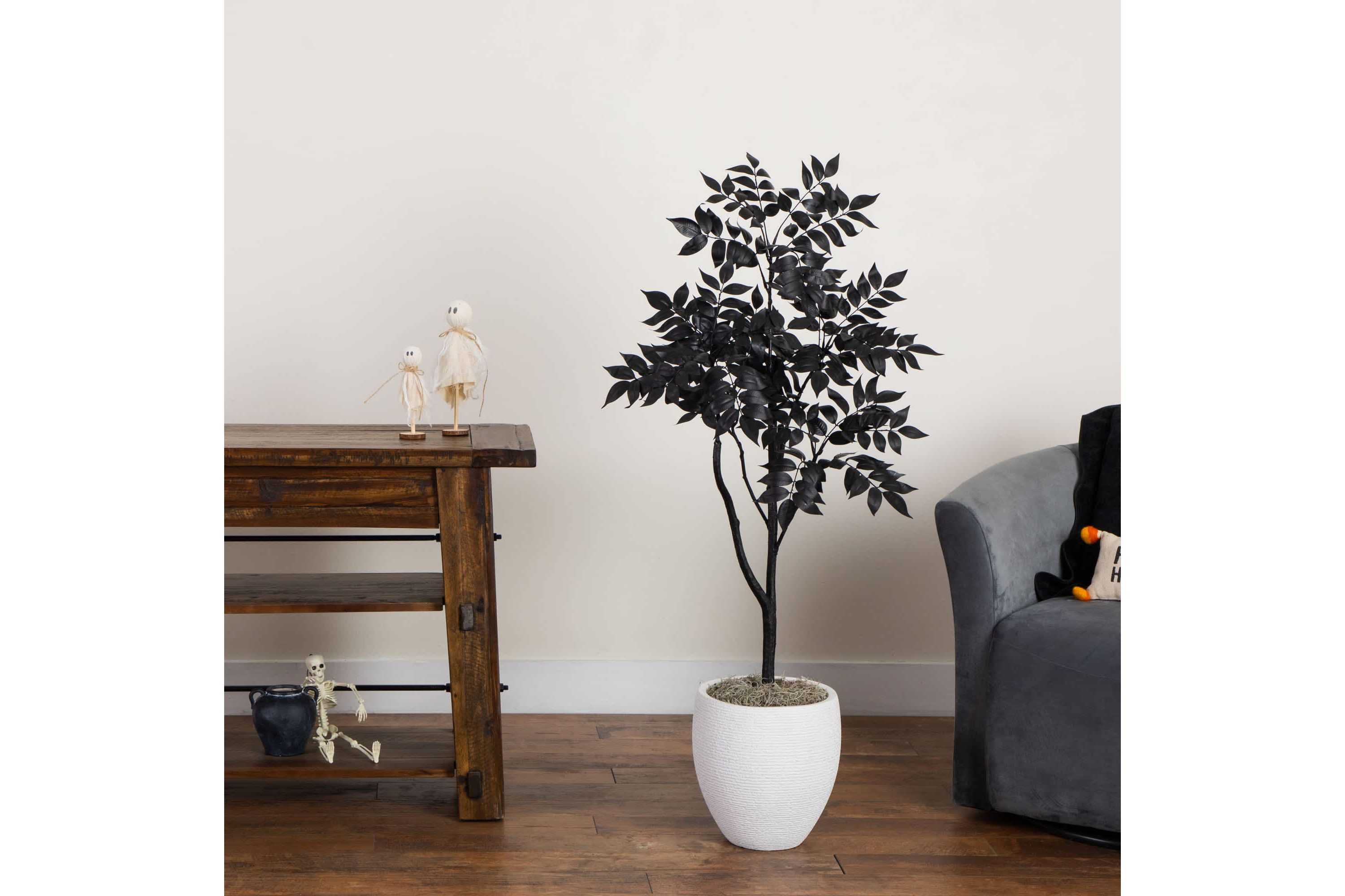 4-Foot Artificial Halloween Black Sumac Tree