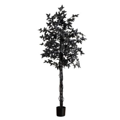 Nearly Natural 6-Foot Artificial Halloween Black Maple Tree with Natural Trunk