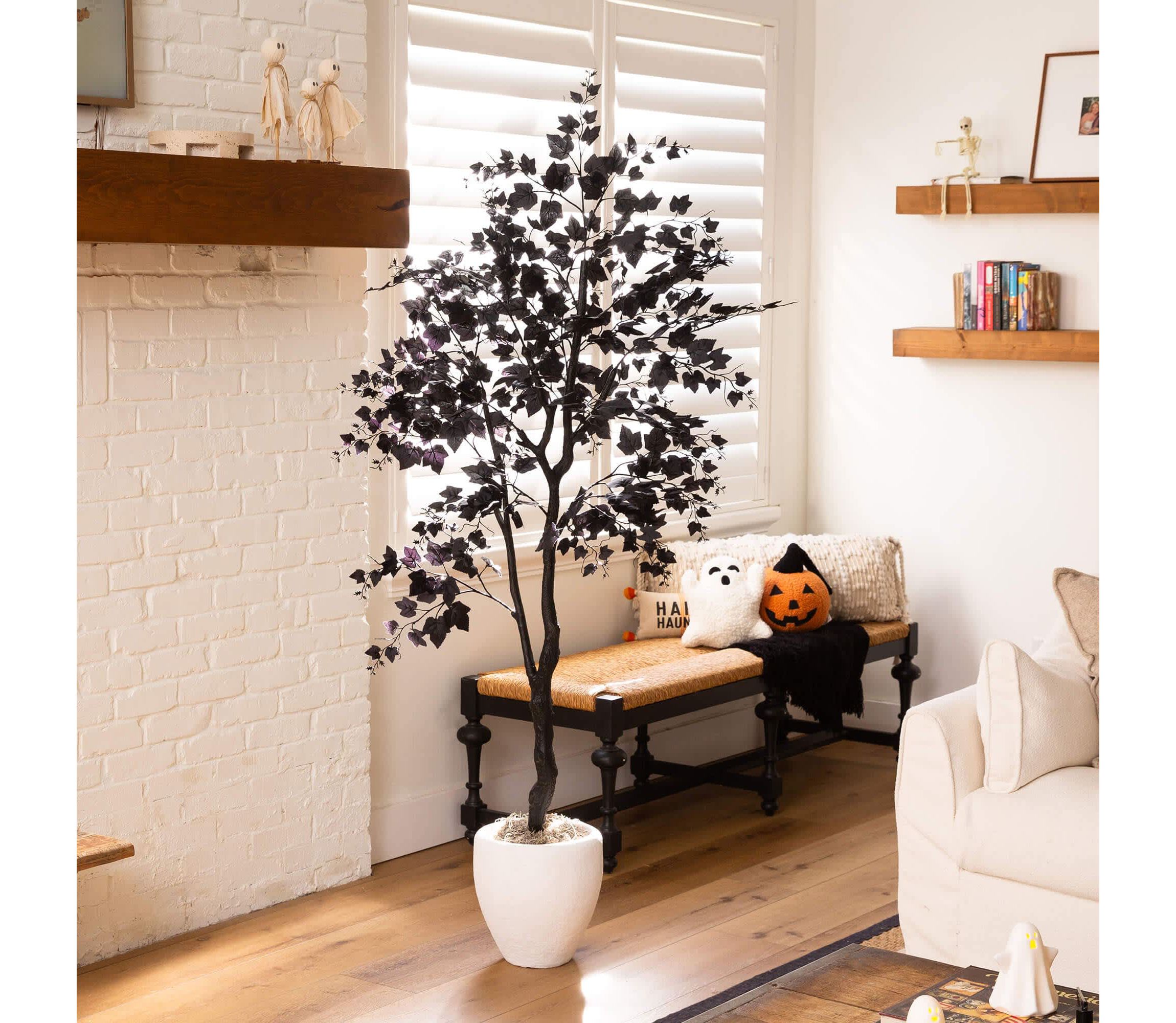 6-Foot Artificial Halloween Black Maple Tree