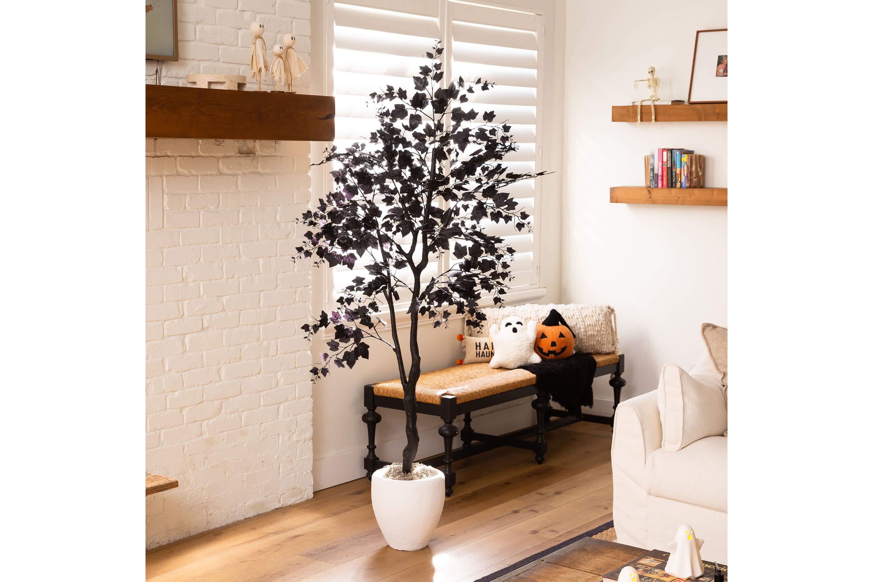6-Foot Artificial Halloween Black Maple Tree
