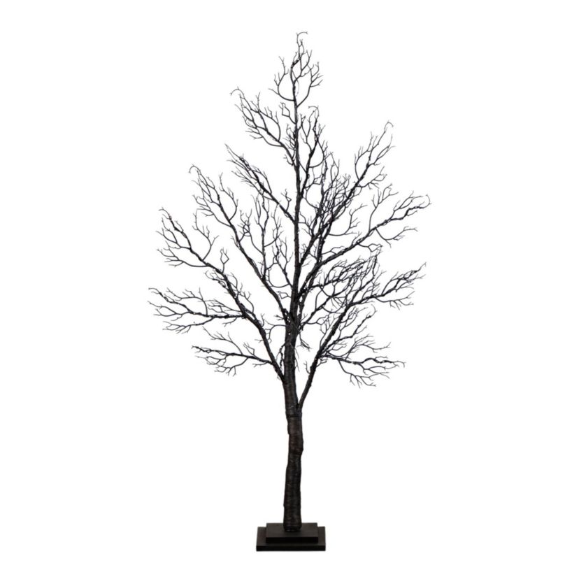 4-Foot Pre-Lit Halloween Minimalist Twig Artificial Fall Tree with 160 Orange & Purple LED Lights