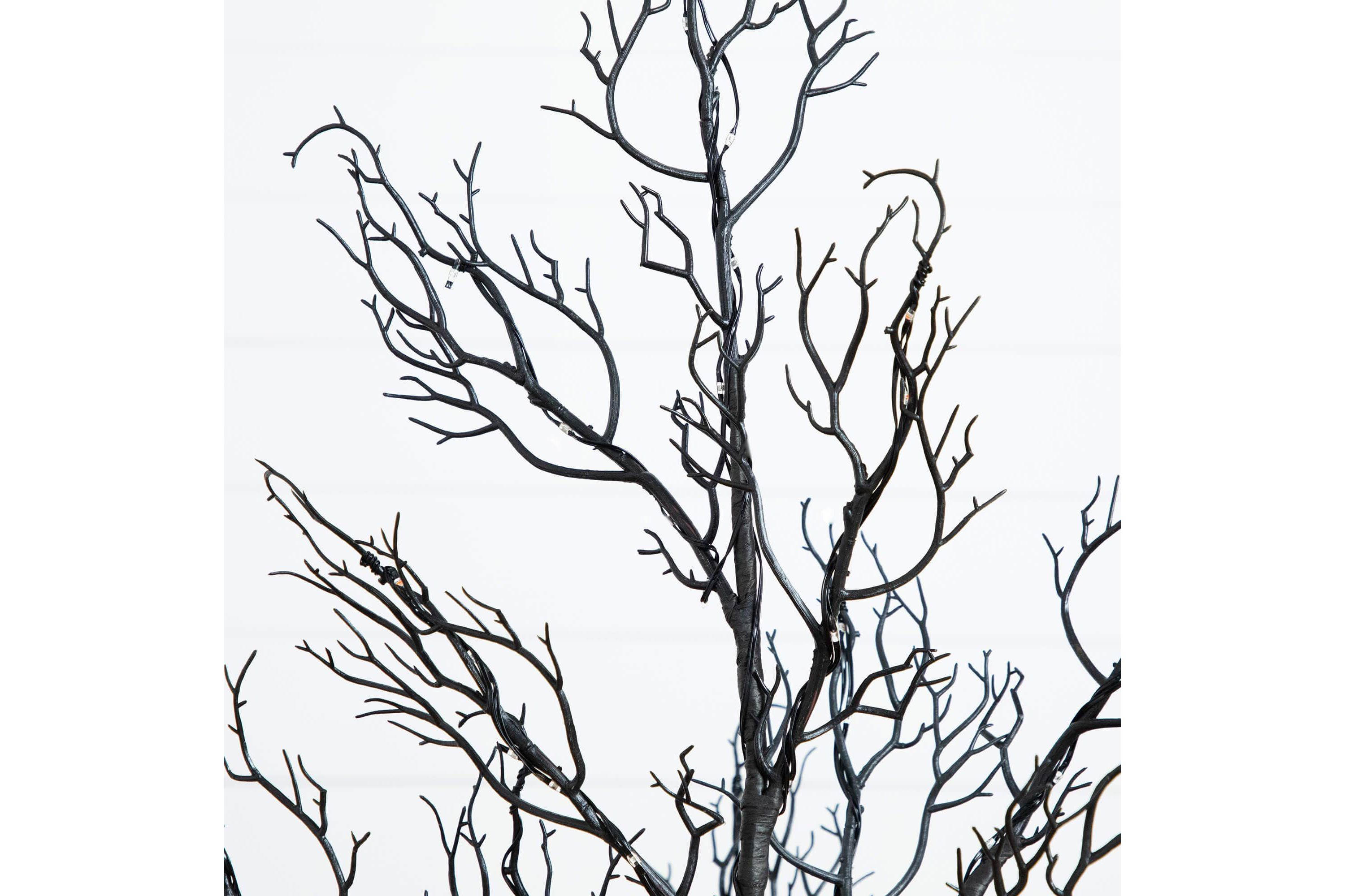 4-Foot Pre-Lit Halloween Minimalist Twig Artificial Fall Tree with 160 Orange & Purple LED Lights
