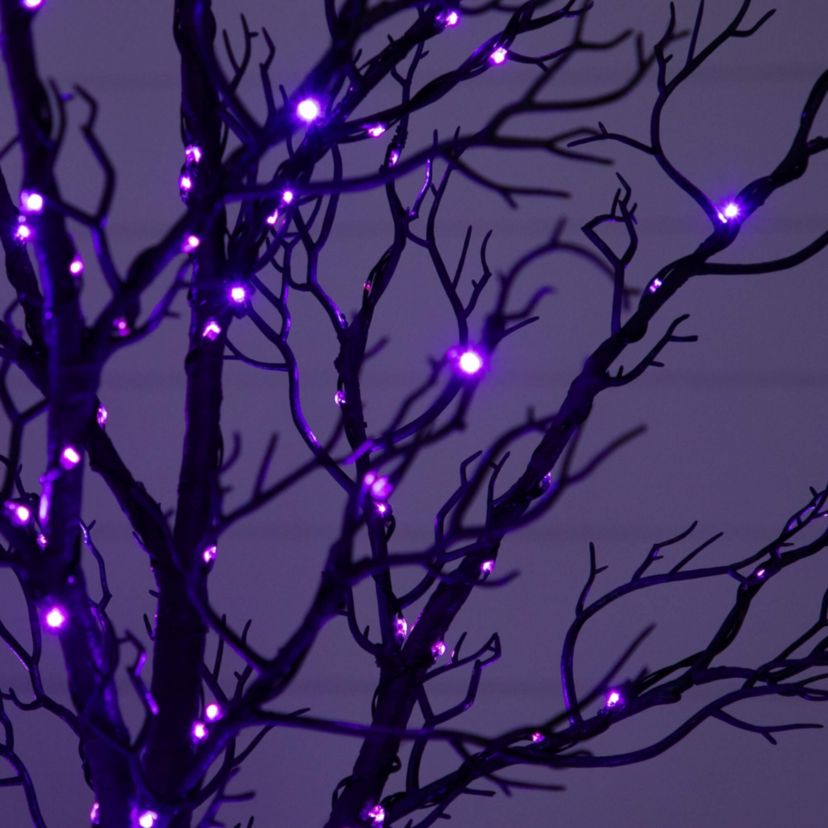 7-Foot Pre-Lit Halloween Minimalist Twig Artificial Fall Tree with 400 Orange & Purple LED Lights