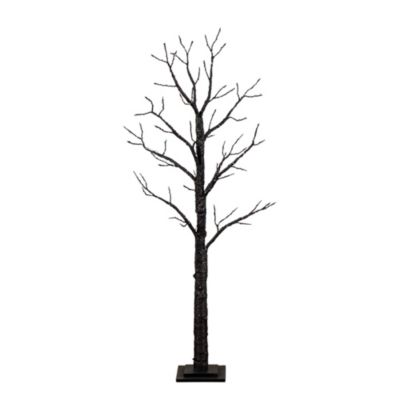 Nearly Natural 5-Foot Pre-Lit Artificial Halloween Twig Tree with 360 Orange & Purple LED Lights, Black
