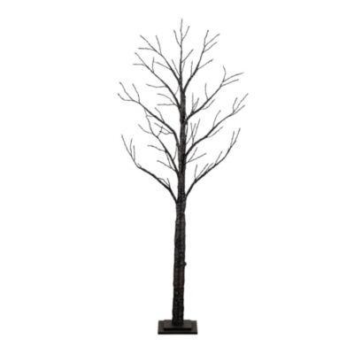 Nearly Natural 6-Foot Pre-Lit Artificial Halloween Twig Tree with 480 Orange & Purple LED Lights, Black