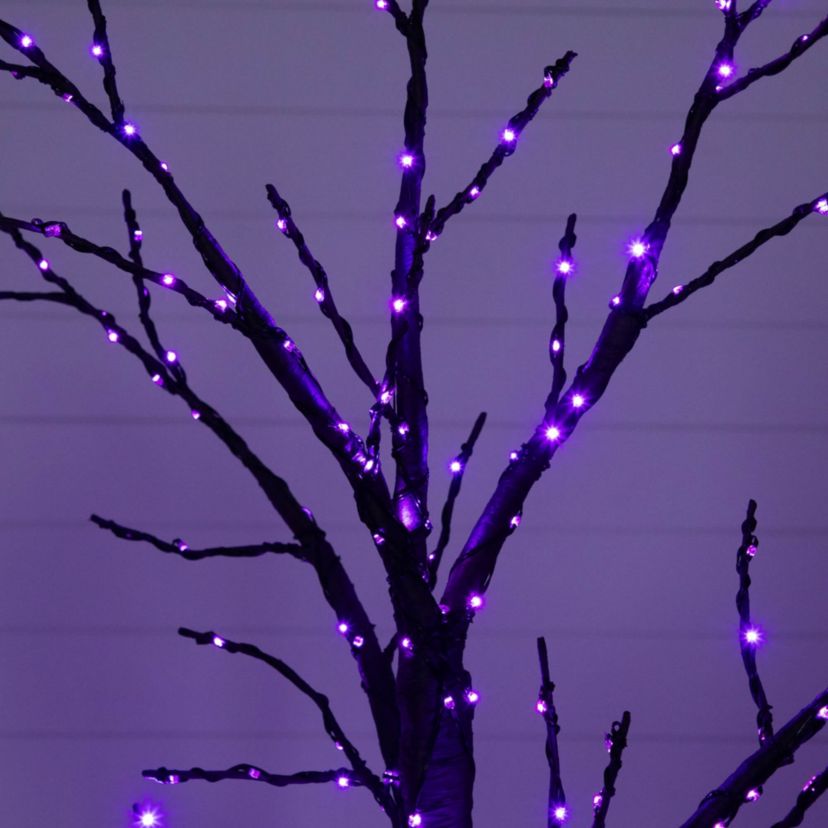 6-Foot Pre-Lit Artificial Halloween Twig Tree with 480 Orange & Purple LED Lights