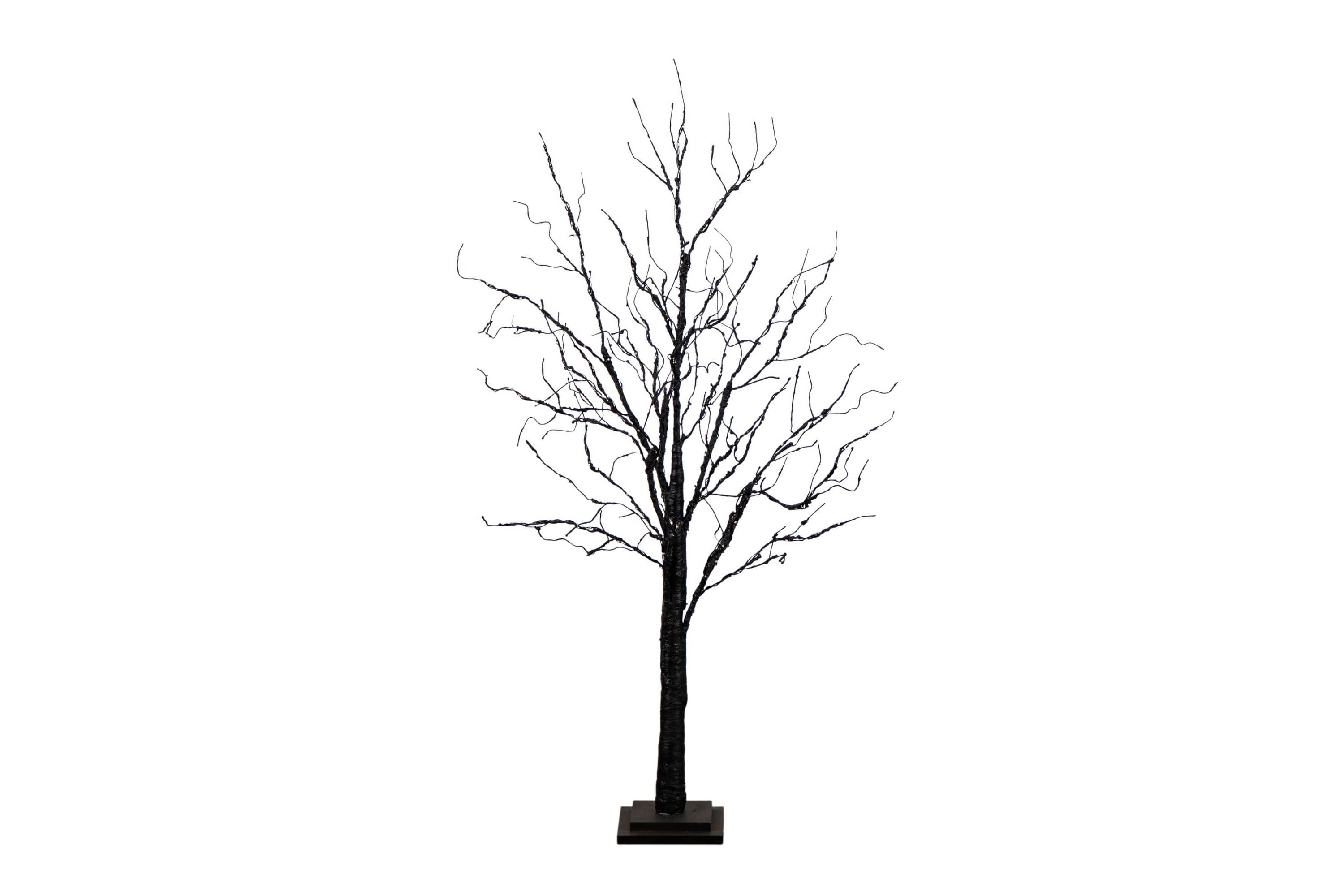 4-Foot Pre-Lit Halloween Black Twig Artificial Tree with 180 Orange & Purple LED Lights