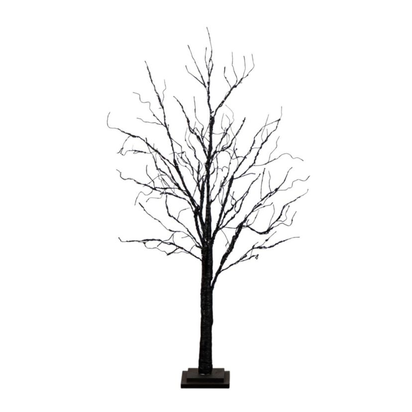 4-Foot Pre-Lit Halloween Black Twig Artificial Tree with 180 Orange & Purple LED Lights