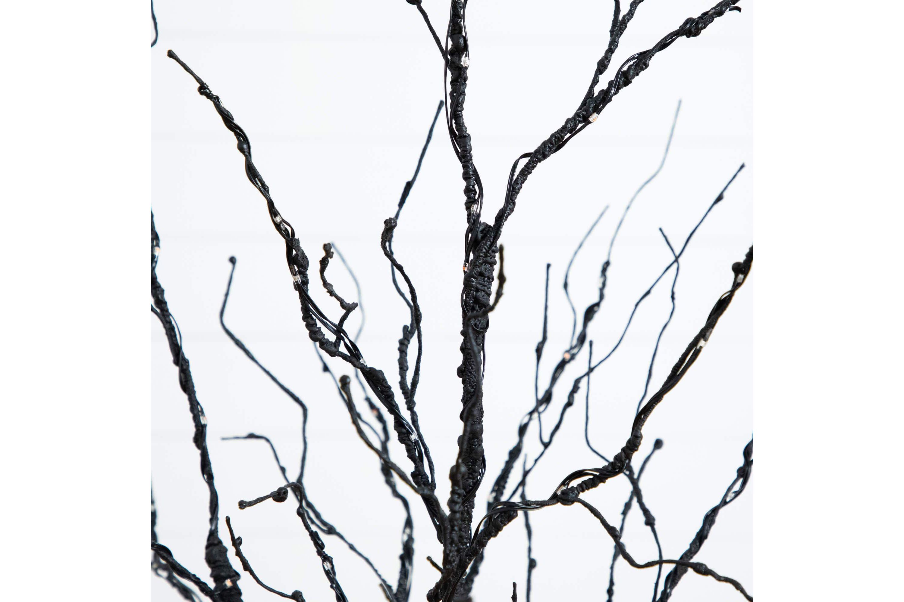 4-Foot Pre-Lit Halloween Black Twig Artificial Tree with 180 Orange & Purple LED Lights