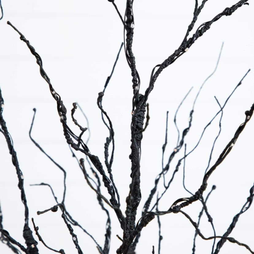 4-Foot Pre-Lit Halloween Black Twig Artificial Tree with 180 Orange & Purple LED Lights