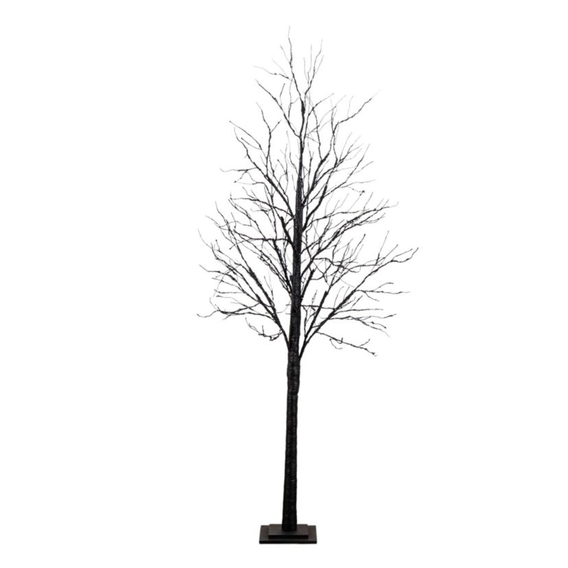 7-Foot Pre-Lit Halloween Black Twig Artificial Tree with 390 Orange & Purple LED Lights