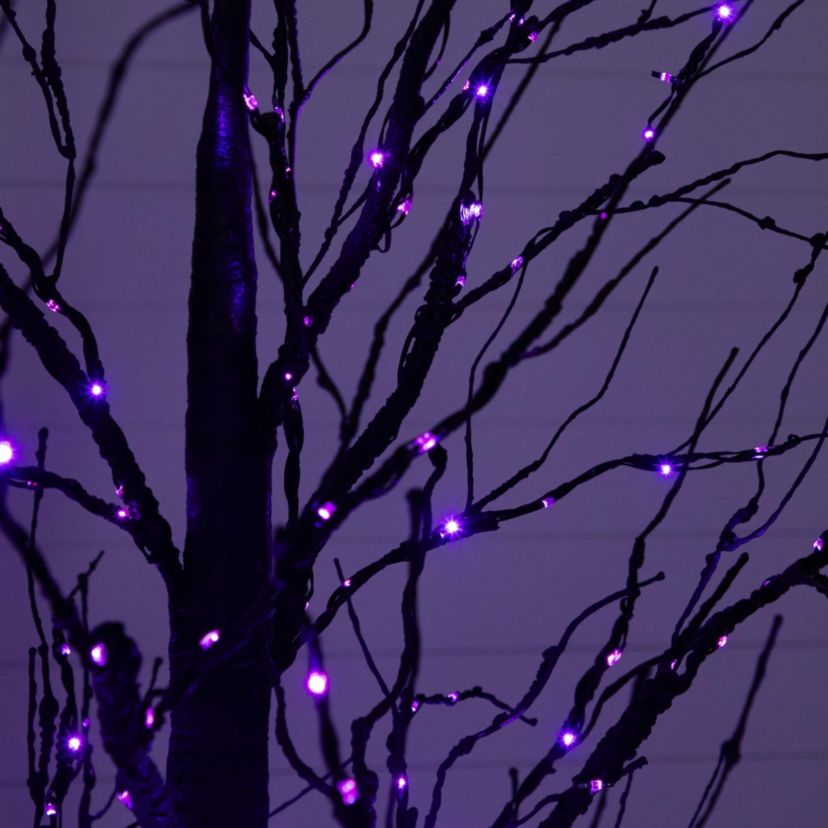 7-Foot Pre-Lit Halloween Black Twig Artificial Tree with 390 Orange & Purple LED Lights