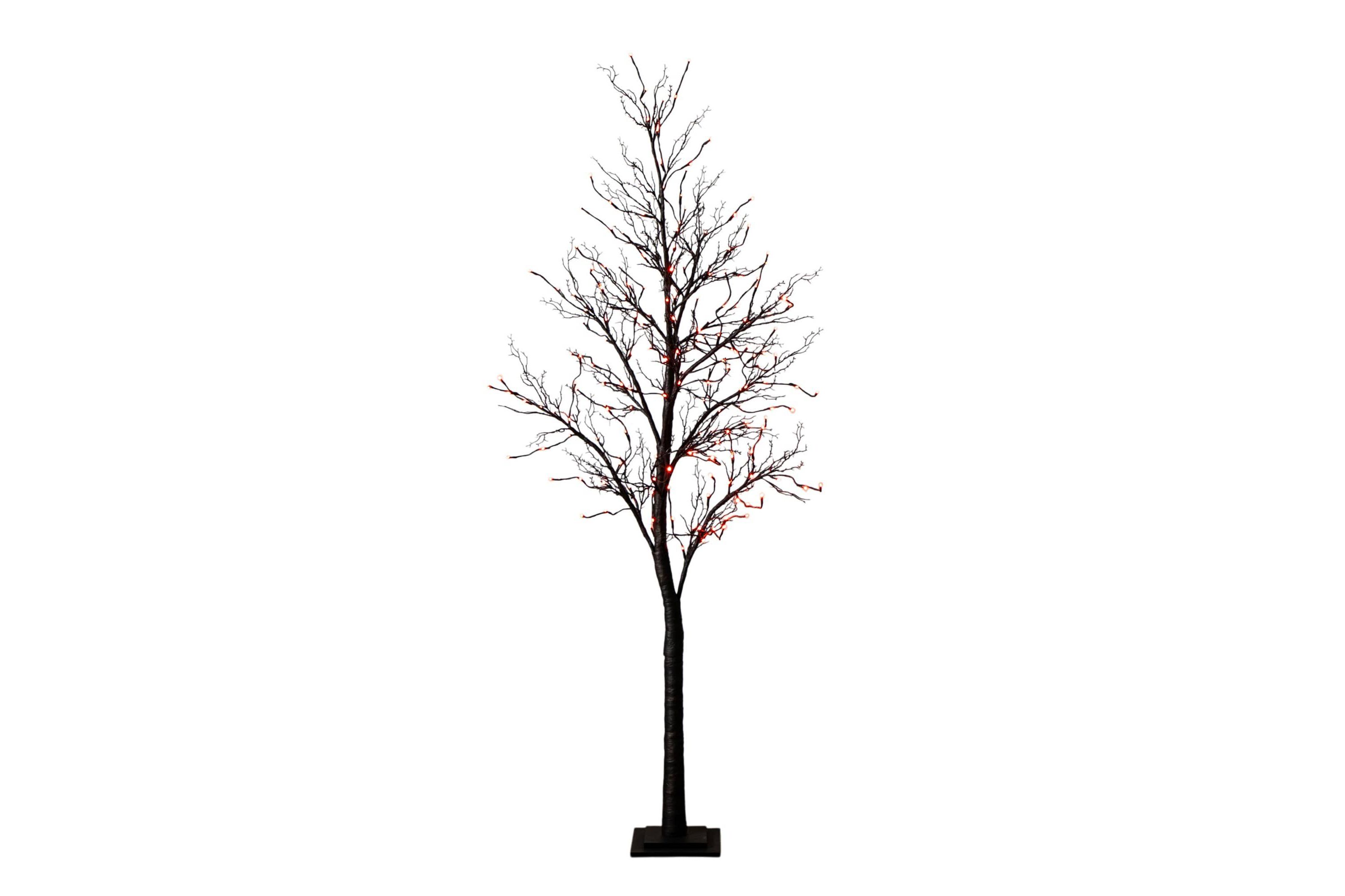 7-Foot Pre-Lit Halloween Deluxe Black Twig Artificial Tree with 180 Orange & Purple LED Lights