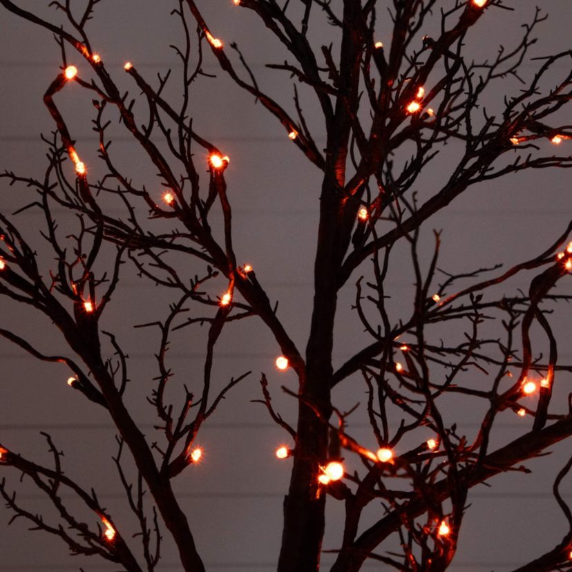 7-Foot Pre-Lit Halloween Deluxe Black Twig Artificial Tree with 180 Orange & Purple LED Lights