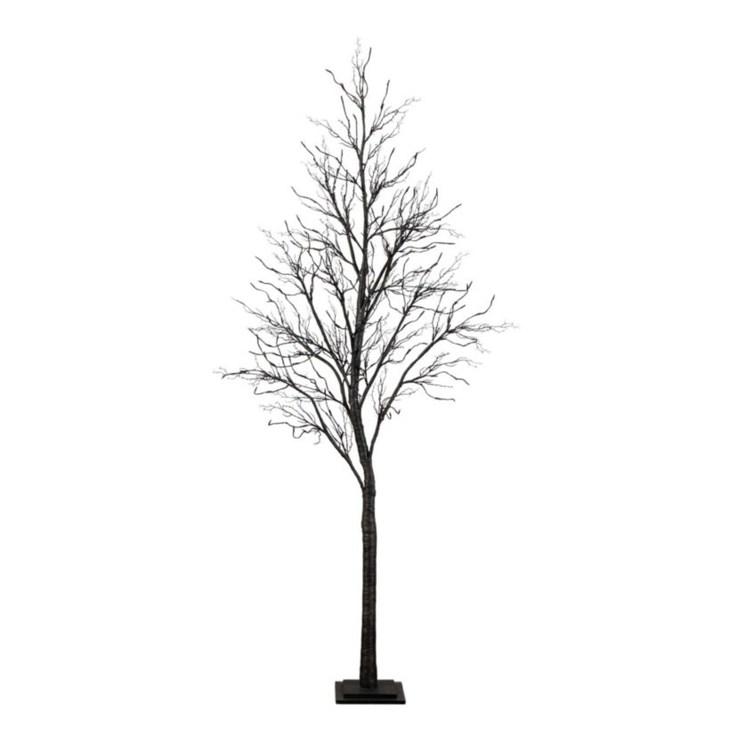 8-Foot Pre-Lit Halloween Deluxe Black Twig Artificial Tree with 216 Orange & Purple LED Lights