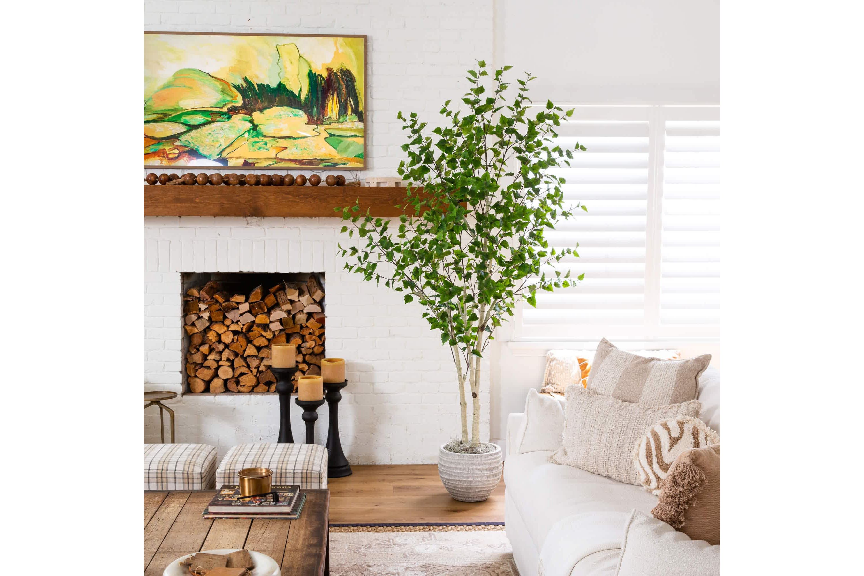 8-Foot Artificial Birch Tree with Real Touch Leaves