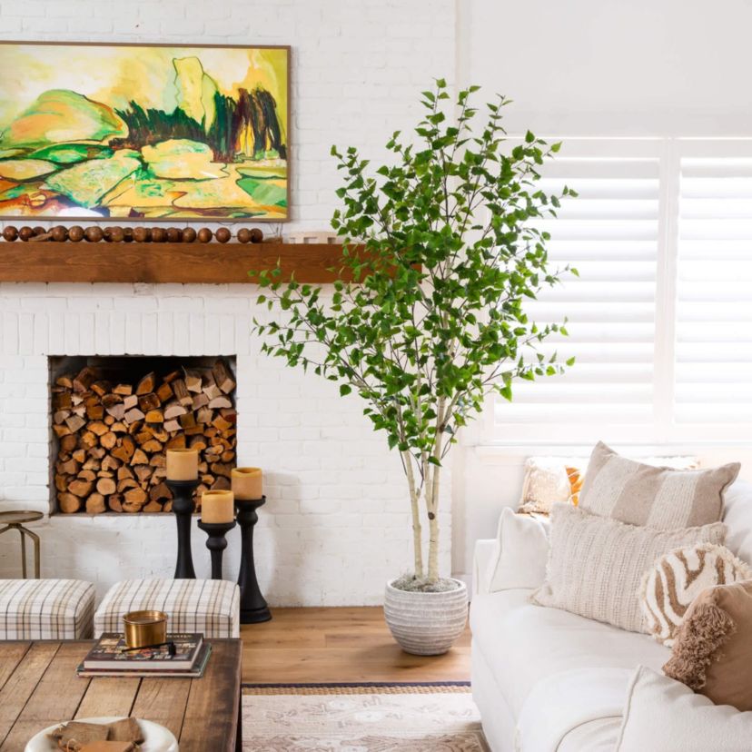 8-Foot Artificial Birch Tree with Real Touch Leaves