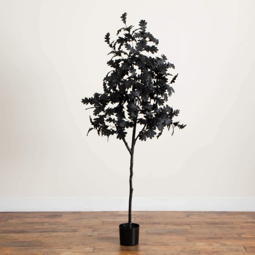 6-Foot Artificial Halloween Black Oak Tree