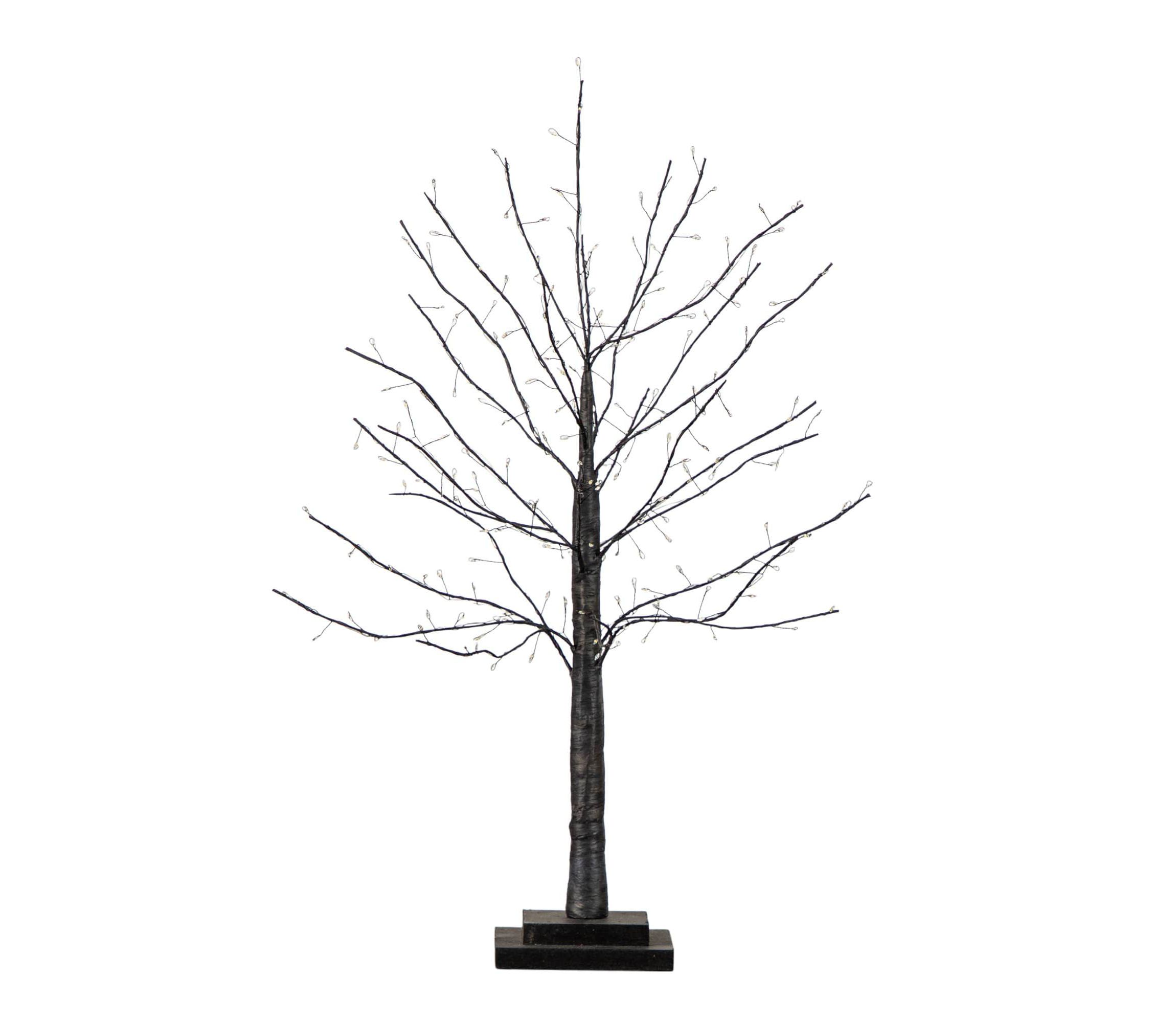 2-Foot Pre-Lit Artificial Halloween Black Twig Tree with 210 Warm White Fairy Copper Wire LED Lights