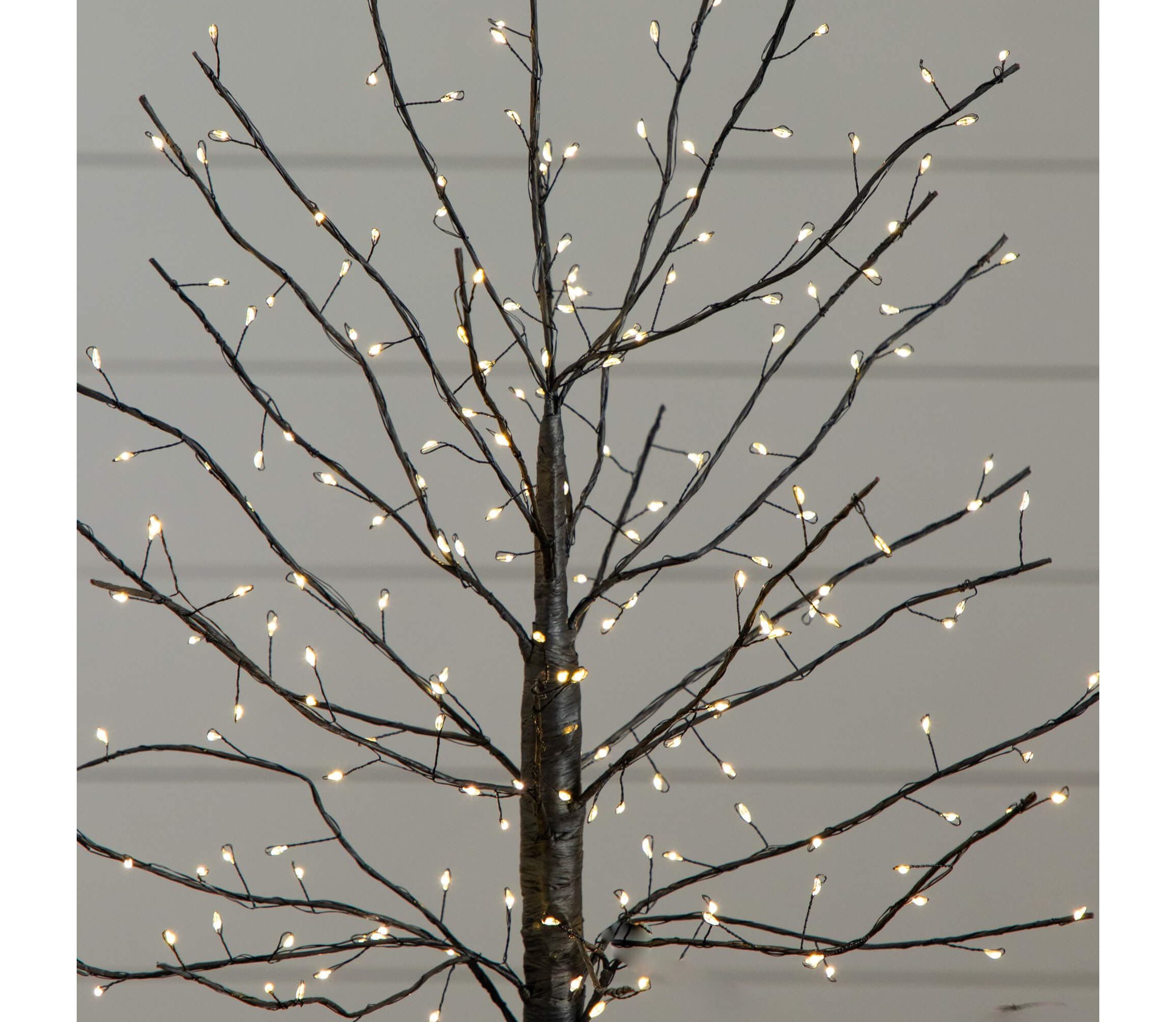 2-Foot Pre-Lit Artificial Halloween Black Twig Tree with 210 Warm White Fairy Copper Wire LED Lights