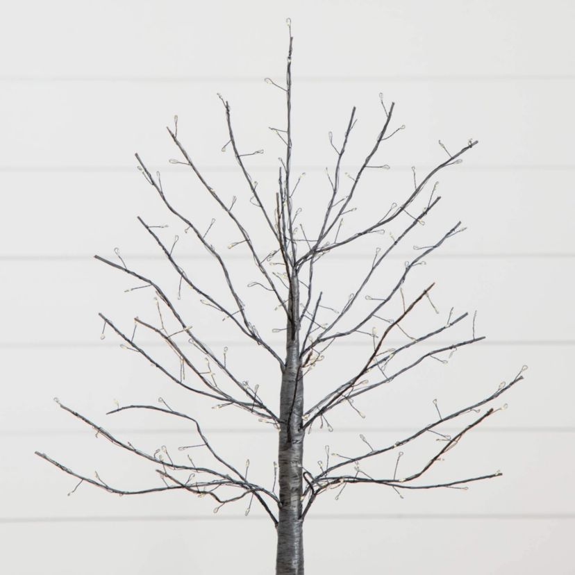 2-Foot Pre-Lit Artificial Halloween Black Twig Tree with 210 Warm White Fairy Copper Wire LED Lights