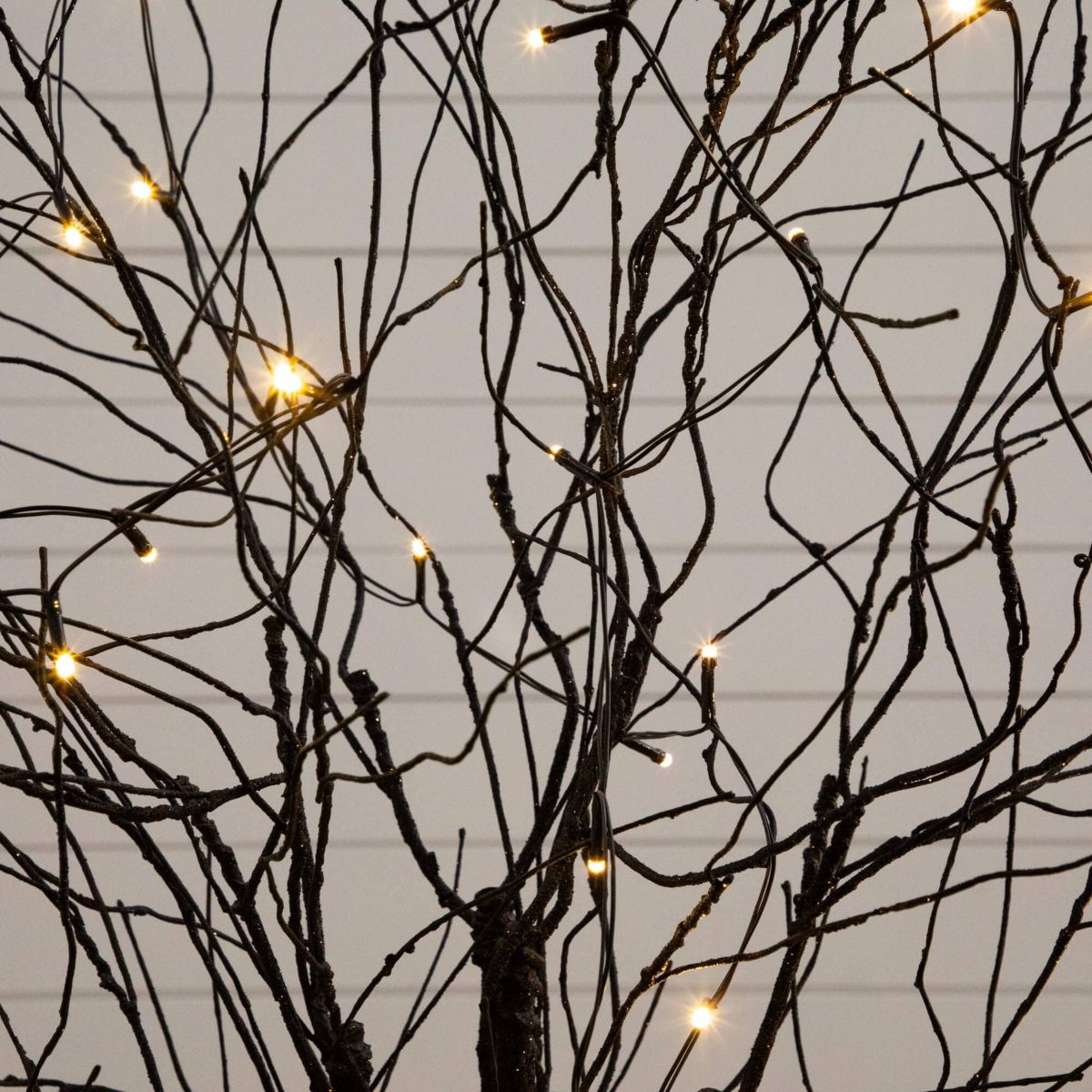 5-Foot Pre-Lit Artificial Halloween Black Twig Tree with Bats and 50 Warm White LED Lights