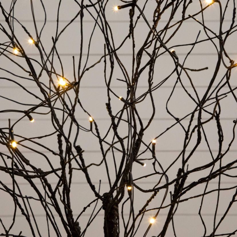 5-Foot Pre-Lit Artificial Halloween Black Twig Tree with Bats and 50 Warm White LED Lights