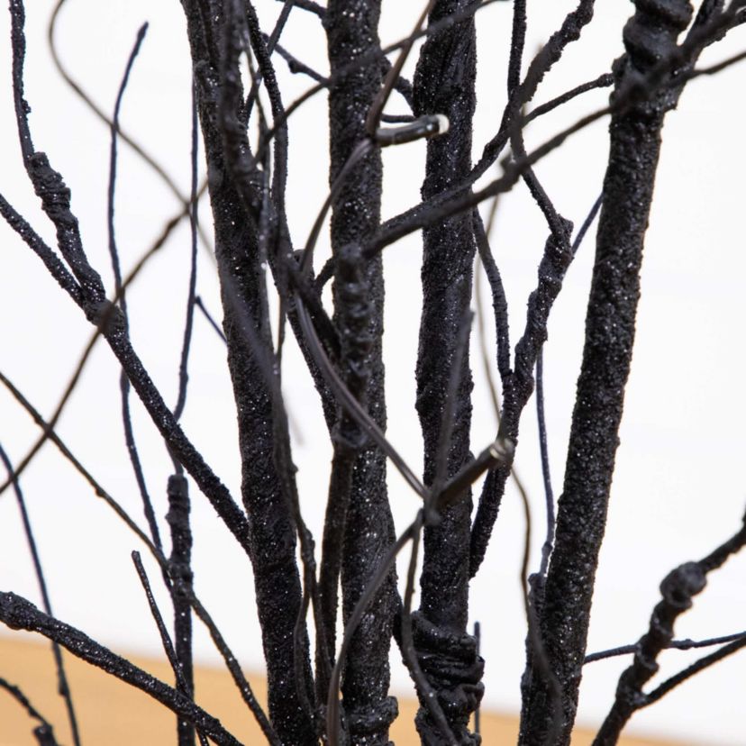 5-Foot Pre-Lit Artificial Halloween Black Twig Tree with Bats and 50 Warm White LED Lights