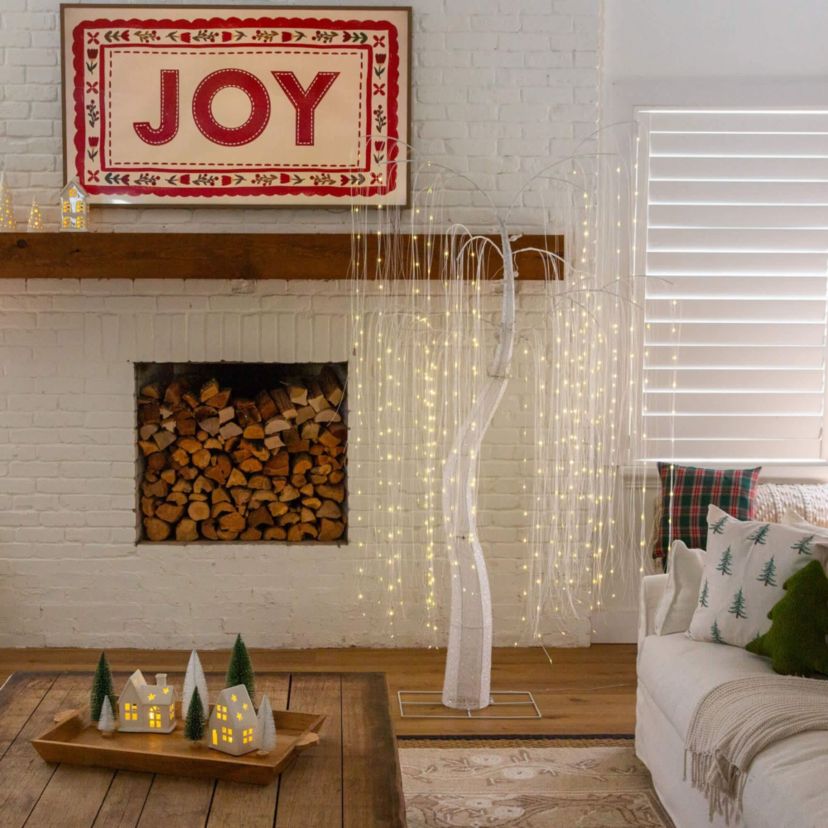 7-Foot Pre-Lit Artificial White Willow Tree with 400 Cool White LED Light