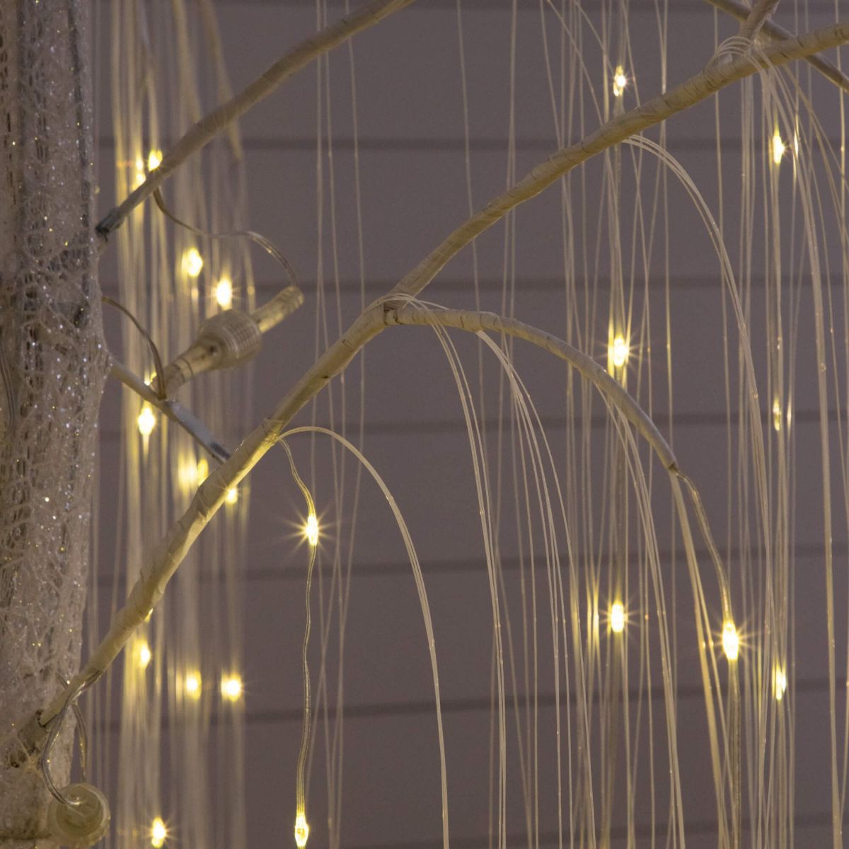 7-Foot Pre-Lit Artificial White Willow Tree with 400 Cool White LED Light