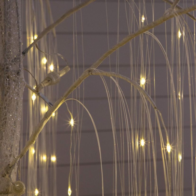 7-Foot Pre-Lit Artificial White Willow Tree with 400 Cool White LED Light