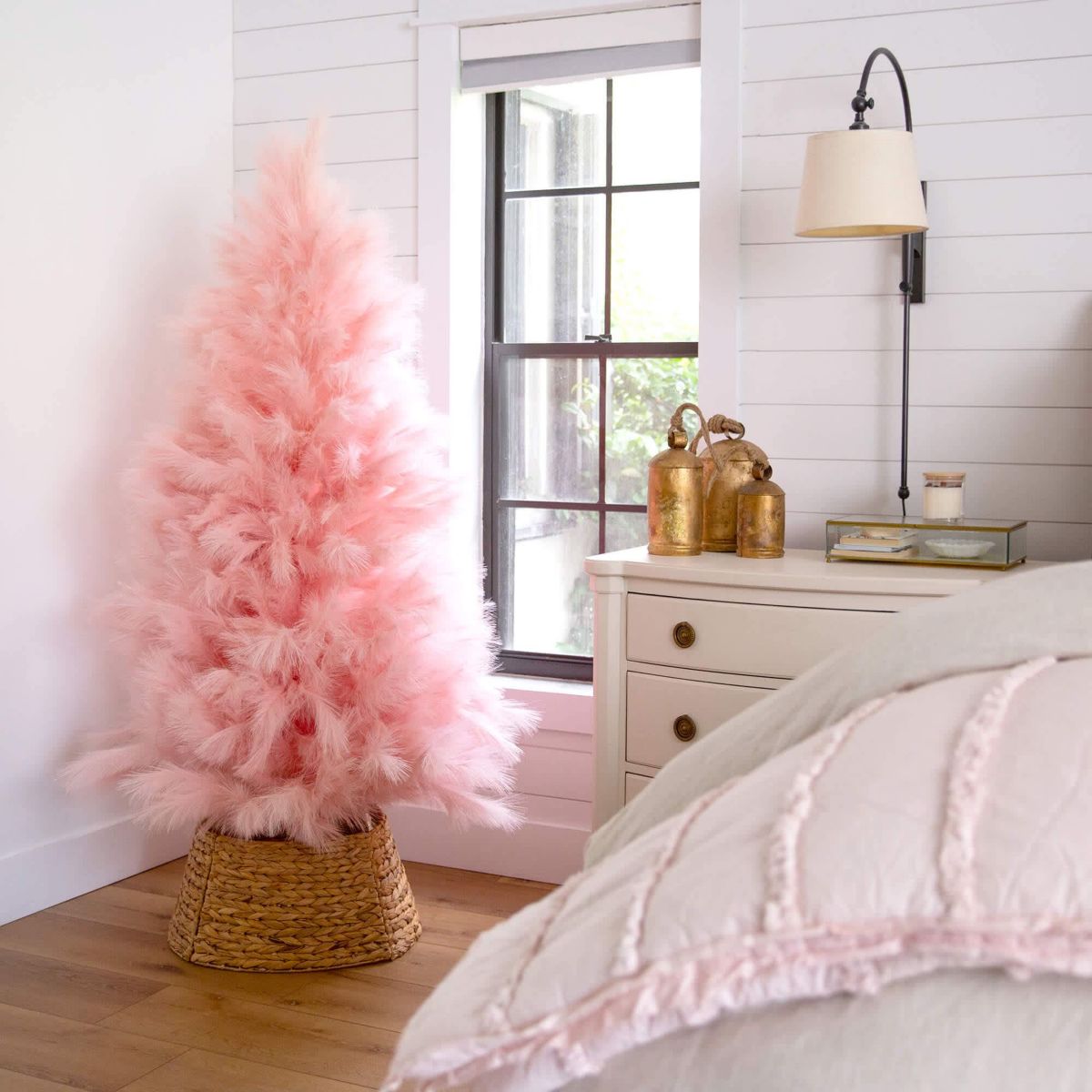 6-Foot Artificial Pink Pampas Grass Christmas Tree