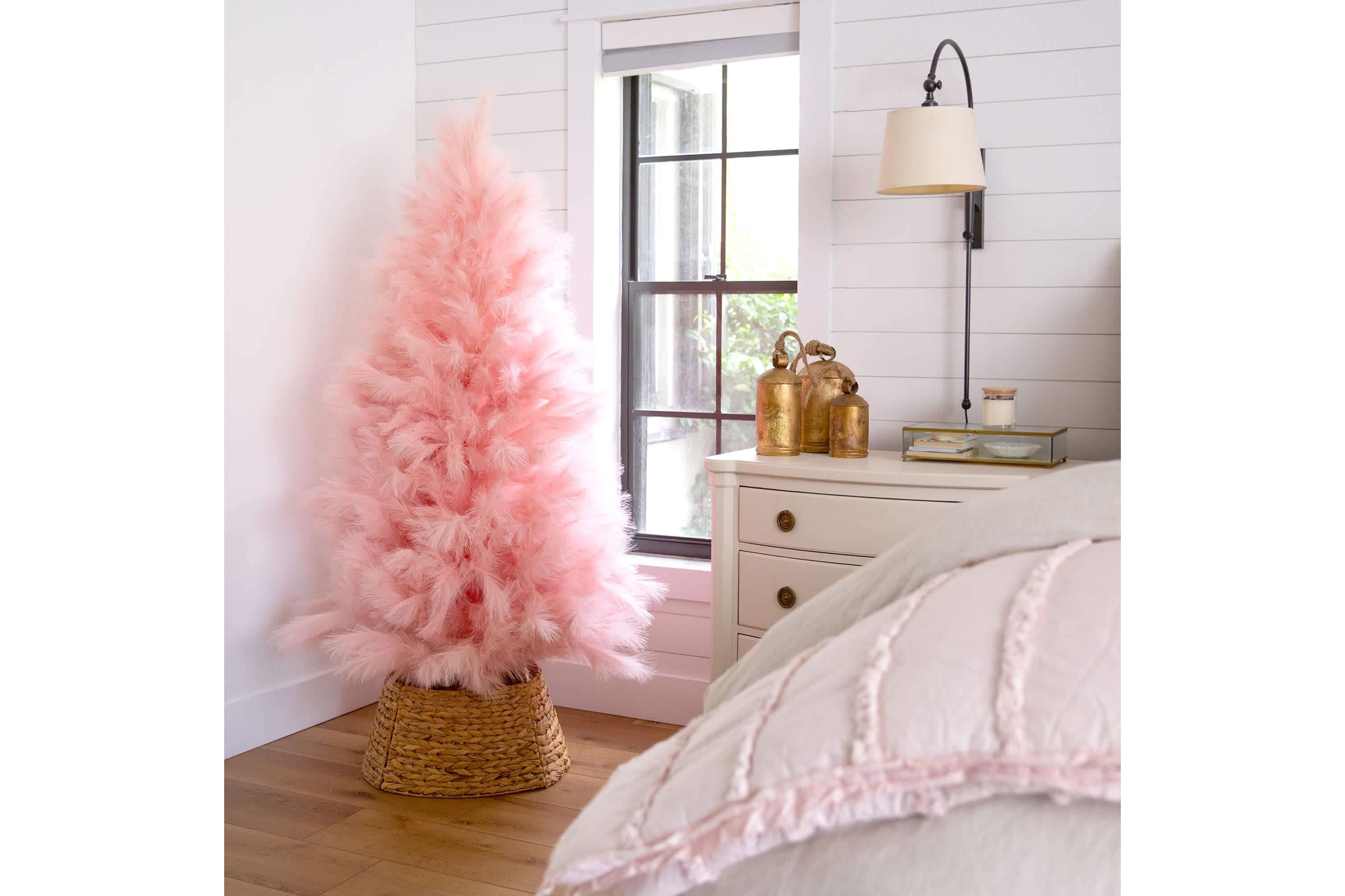 6-Foot Artificial Pink Pampas Grass Christmas Tree