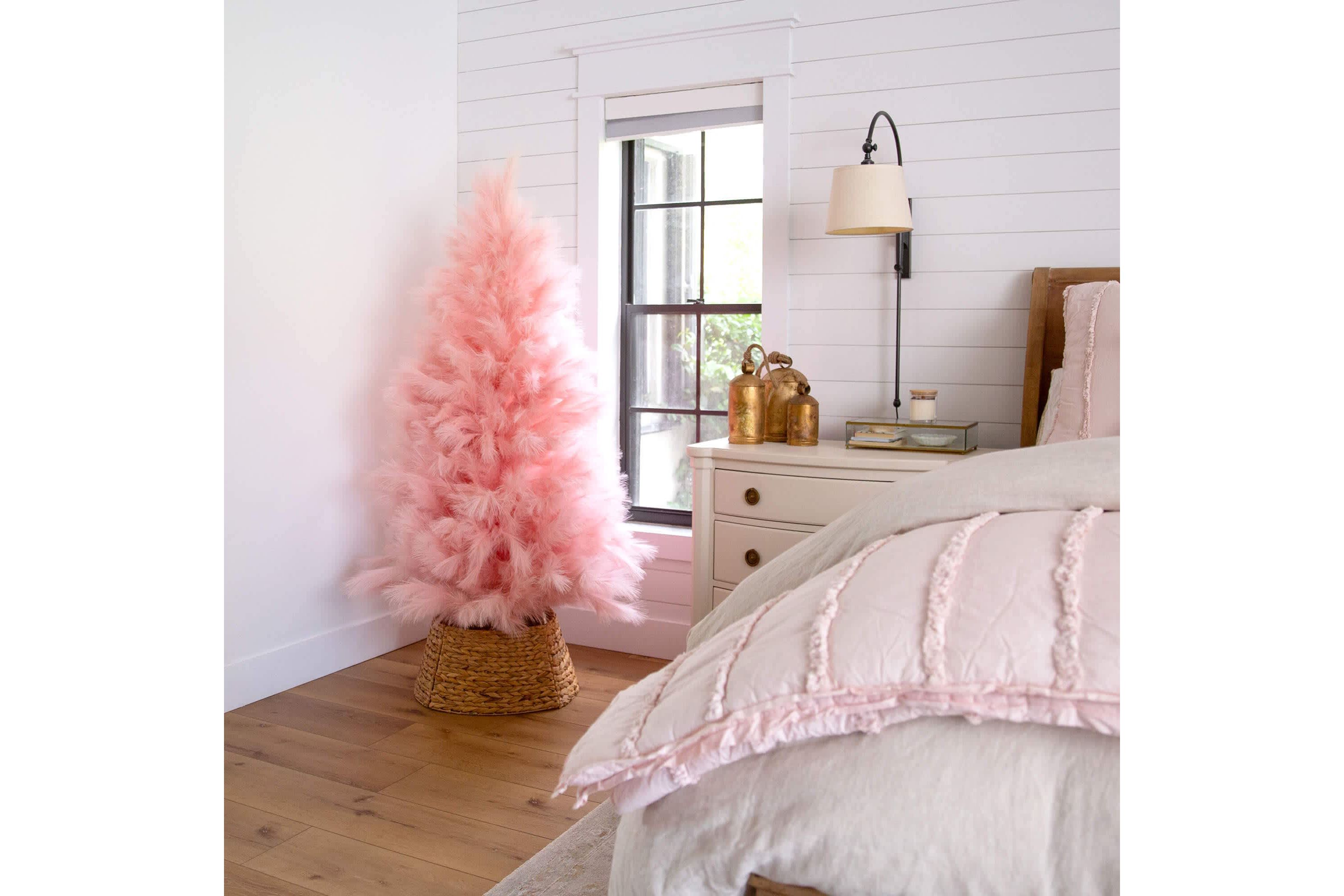 6-Foot Artificial Pink Pampas Grass Christmas Tree