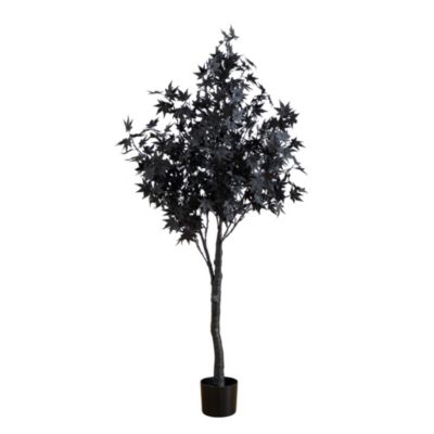 Nearly Natural 5-Foot Pre-Lit Artificial Halloween Black Maple Tree with 240 Orange & Purple LED Lights