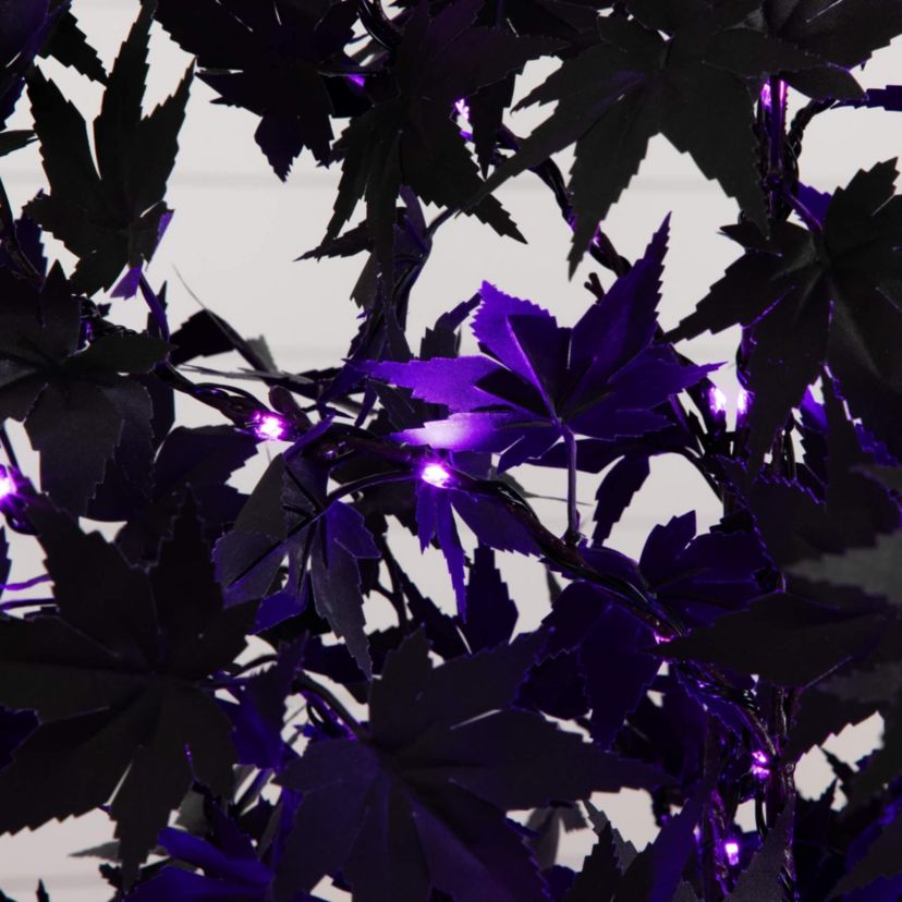 6-Foot Pre-Lit Artificial Halloween Black Maple Tree with 300 Orange & Purple LED Lights