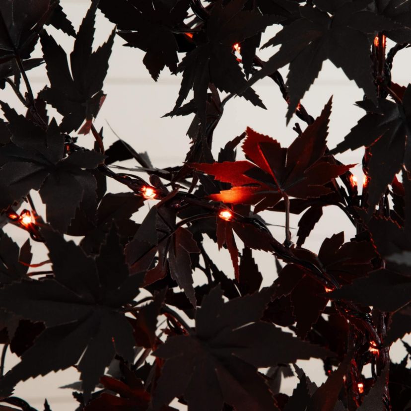 6-Foot Pre-Lit Artificial Halloween Black Maple Tree with 300 Orange & Purple LED Lights