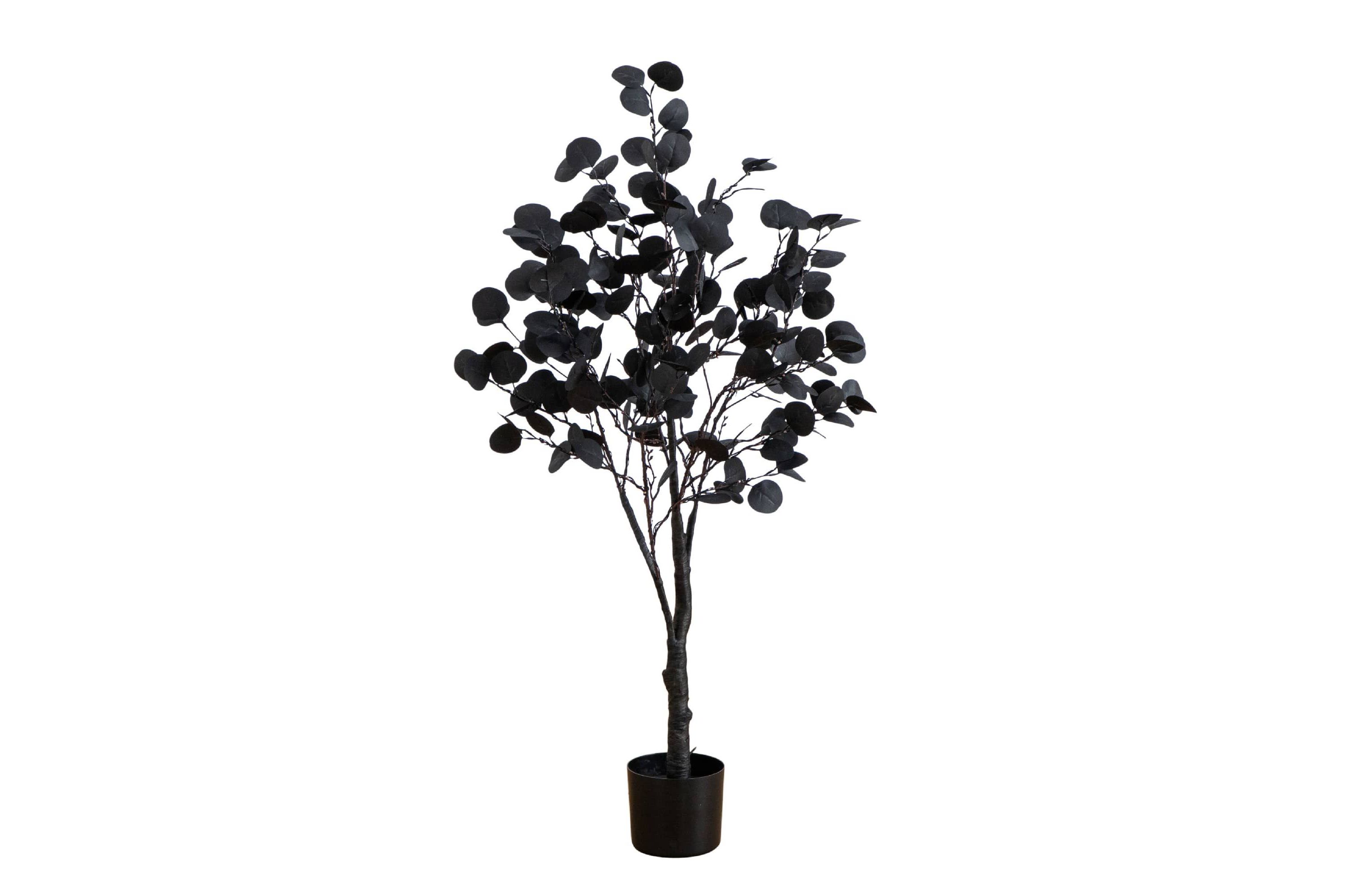 4-Foot Pre-Lit Artificial Halloween Black Eucalyptus Tree with 160 Orange & Purple LED Lights