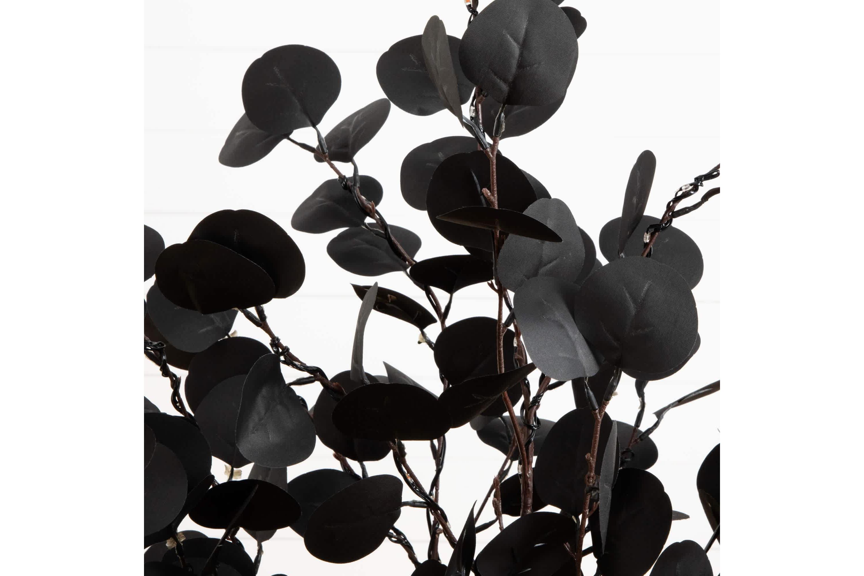 4-Foot Pre-Lit Artificial Halloween Black Eucalyptus Tree with 160 Orange & Purple LED Lights