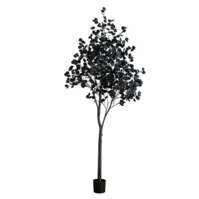 Nearly Natural 9-Foot Pre-Lit Artificial Halloween Black Eucalyptus Tree with 700 Orange & Purple LED Lights