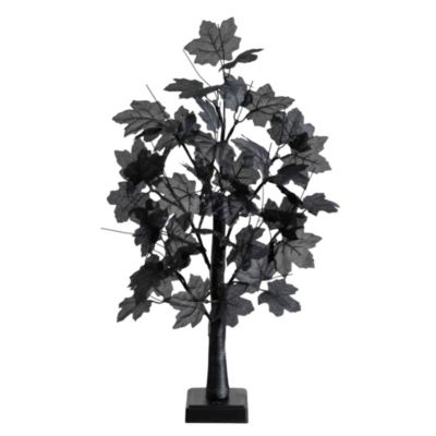 Nearly Natural 2-Foot Pre-Lit Artificial Halloween Black Maple Tree with 24 Orange & Purple LED Lights