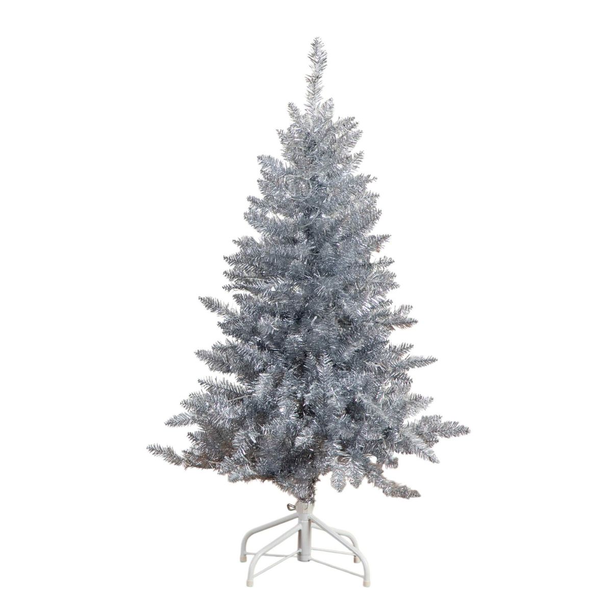 4-Foot Artificial Silver Christmas Tree with 130 Cool White LED Lights