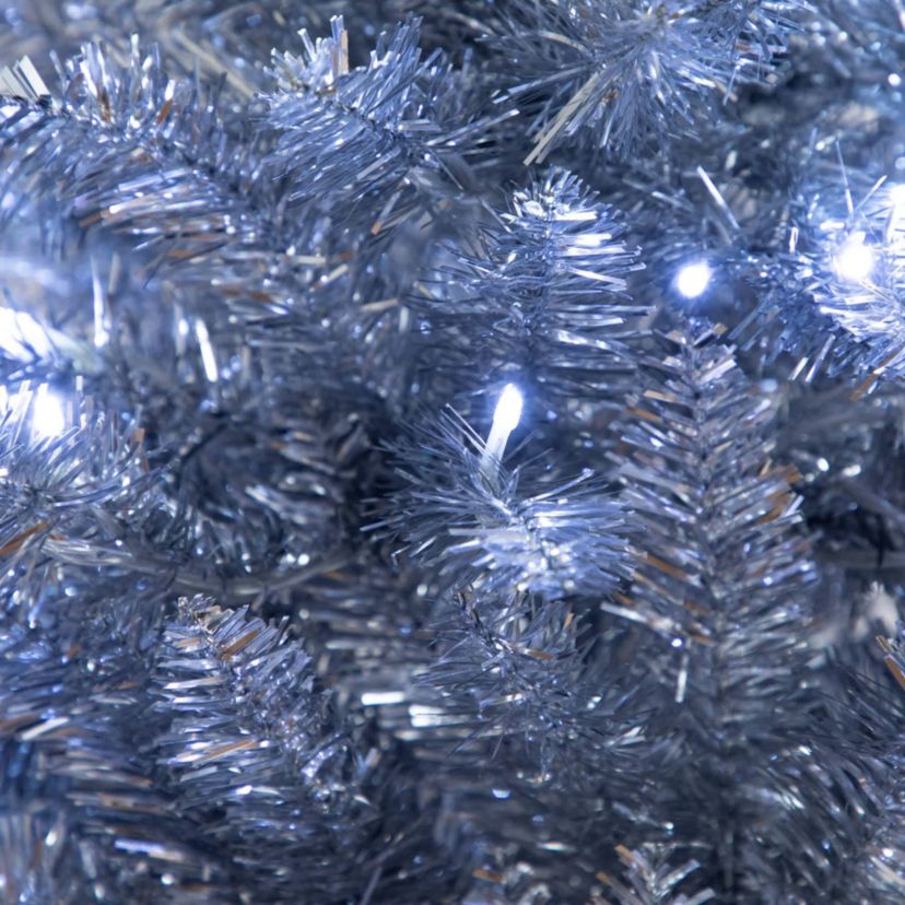 4-Foot Artificial Silver Christmas Tree with 130 Cool White LED Lights