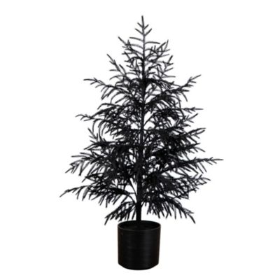 Nearly Natural 4-Foot Artificial Halloween Real Touch Black Norfolk Pine Christmas Tree with Natural Look